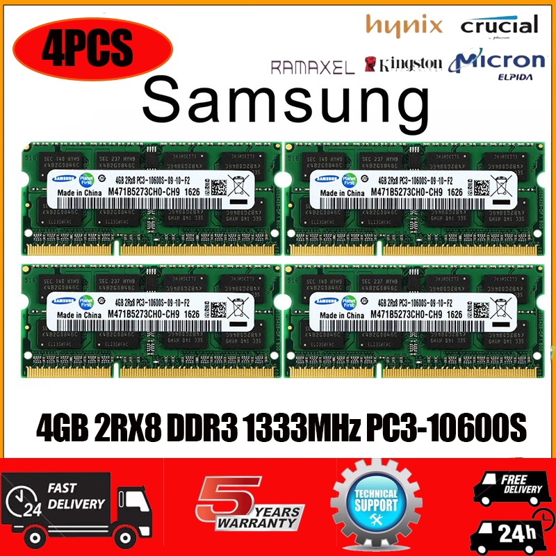 หน่วยความจํา-16-gb-4x4gb-samsung-4gb-2rx-8-ddr-3-1333-mhz-pc-3-10600-sodimm-ram-cl-9โน็ตบุ๊ค