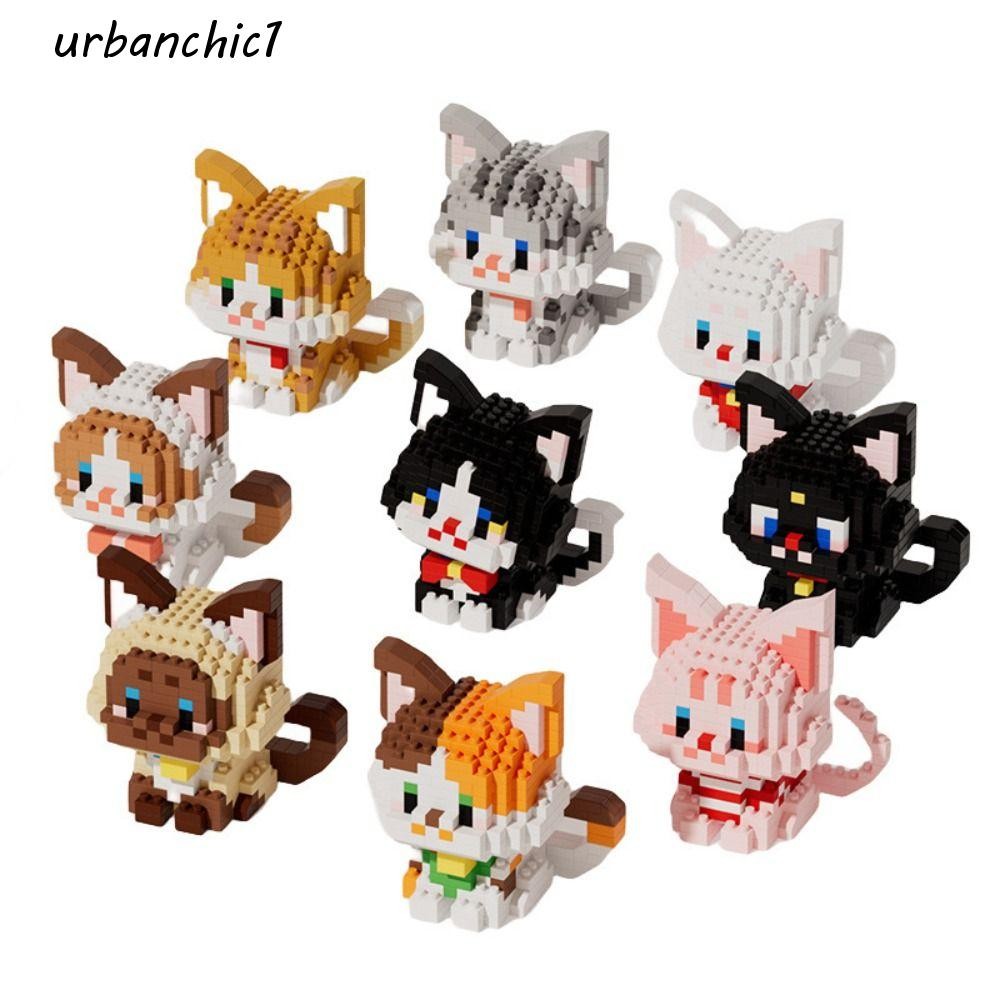 Urbanchic Mini Cat Building Block, ตัวการ์ตูน Micro Model Cat บล็อกตัว ...
