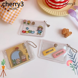 Cherry3 กระเป๋าสตางค์ PVC แบบใส ใส่บัตรได้