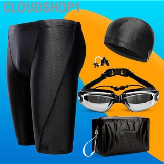 Cloudshop1 Swimming Equipment Breathable Elastic Trunks Hat Nose  Earplug Set with Storage Bag for Men