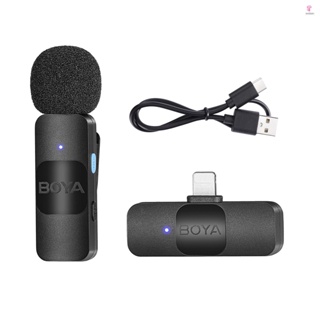 BOYA BY-V1 One-Trigger-One Wireless Microphone - Mini Lapel Mic for iPhone, Noise Reduction, 50M Range