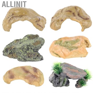 Allinit Fish Hiding Cave Resin Fadeless Vivid Comfortable Tank Shelter Decoration for Reptile