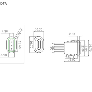 Dta ตัวเชื่อมต่อ USB Type-C 6 Pin กันน้ํา พร้อมซ็อกเก็ต PH 2.0 ตัวเมีย DT