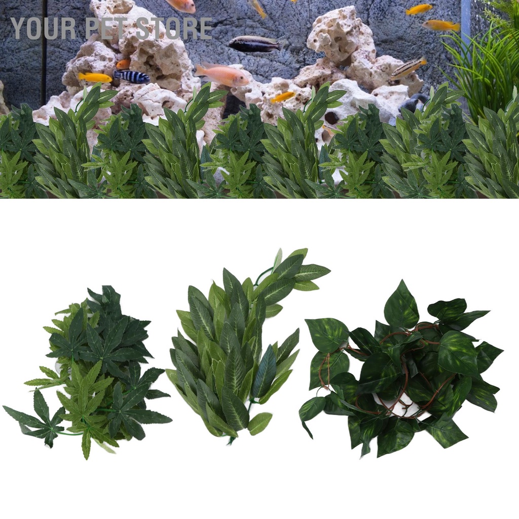 Your Pet Store หวายประดิษฐ์จำลองสูงตกแต่งประดิษฐ์สำหรับตู้ปลาถังปลา