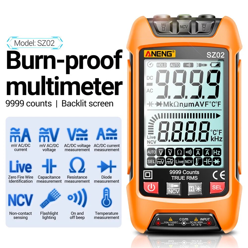 Smart Digital Multimeter 6000 Counts True RMS Auto Electrical ...