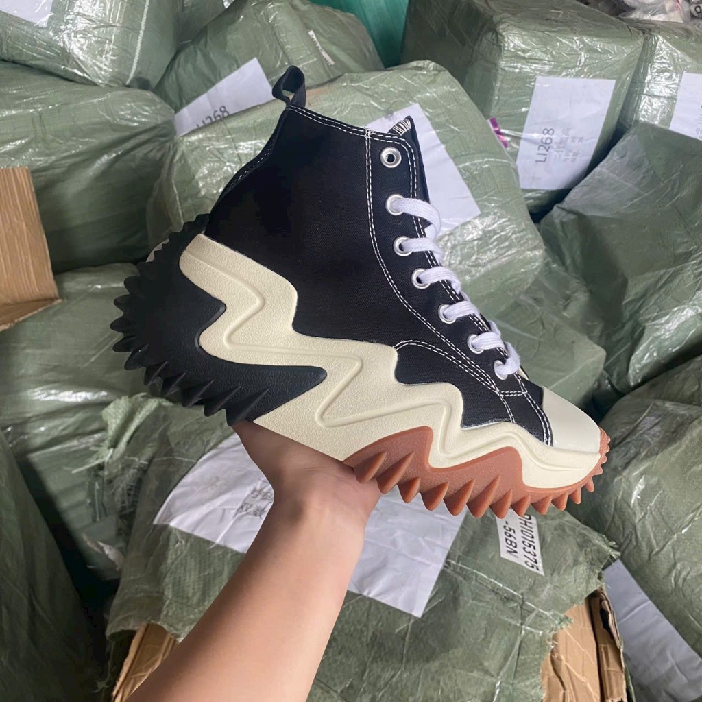 Converse High Heels Shoes With CV Run Star Motion Pattern And Serrated ...