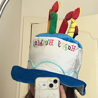 หมวกปาร์ตี้ เทียนสี เค้กวันเกิด หมวกตัวอักษร สร้างสรรค์ ตลก อุปกรณ์ประกอบฉากภาพ