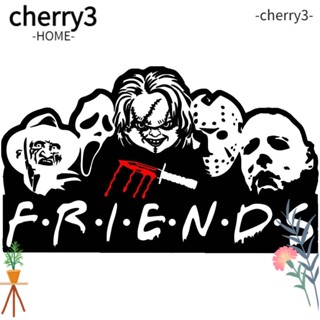 Cherry3 สติกเกอร์ไวนิล ลายหนังสยองขวัญผี สีดํา สําหรับติดตกแต่งหน้าต่างรถยนต์