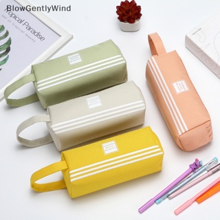 Blowgentlywind กระเป๋าดินสอ ผ้าแคนวาส สองชั้น แบบพกพา BGW