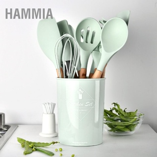 HAMMIA อุปกรณ์ครัวเครื่องครัวซิลิโคนสีเขียวมัลติฟังก์ชั่นอุปกรณ์ทำอาหาร (พร้อมถังเก็บของ)