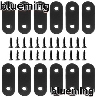 Blueming2 แผ่นสเตนเลสสตีล แบบแบน ขนาด 40x16 มม. 1.6 นิ้ว X 0.6 นิ้ว สีดํา พร้อมสกรู สําหรับซ่อมแซมเฟอร์นิเจอร์ 12 ชิ้น