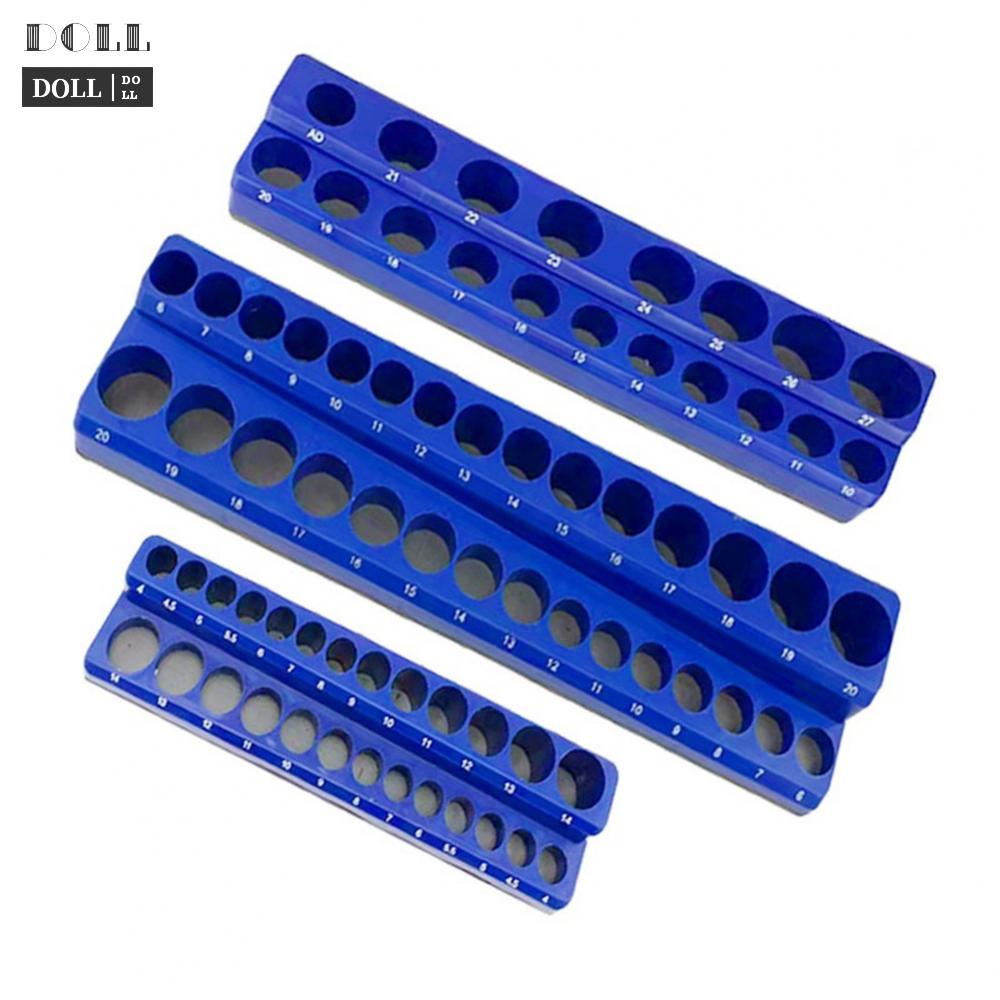 new-magnetic-socket-holder-organizer-blue-plastic-holds-75-metric-amp-sae-sockets-3pcs