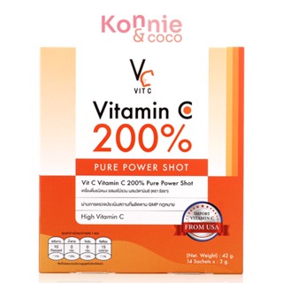 VITC Vitamin C 200% Pure Power Shot [14 Sachets x 3g] วิตามินซี เพียว พาวเวอร์ ช็อต.