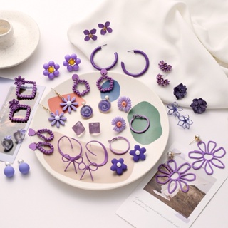 South Korea East Gate simple fairy purple earrings fashion small fresh flowers Hong Kong style retro earrings earrings