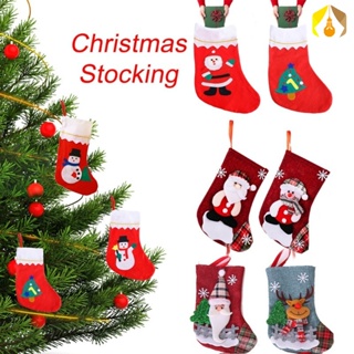 ถุงเท้า พิมพ์ลายซานตาคลอส สโนว์แมน กวาง หมี ของขวัญ สําหรับตกแต่งคริสต์มาส 1 ชิ้น
