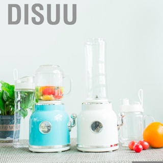 Disuu Mini Blender with Double Cup Retro Shake and Ice Crush Maker Countertop Juice Stainless Steel Blades CN Plug