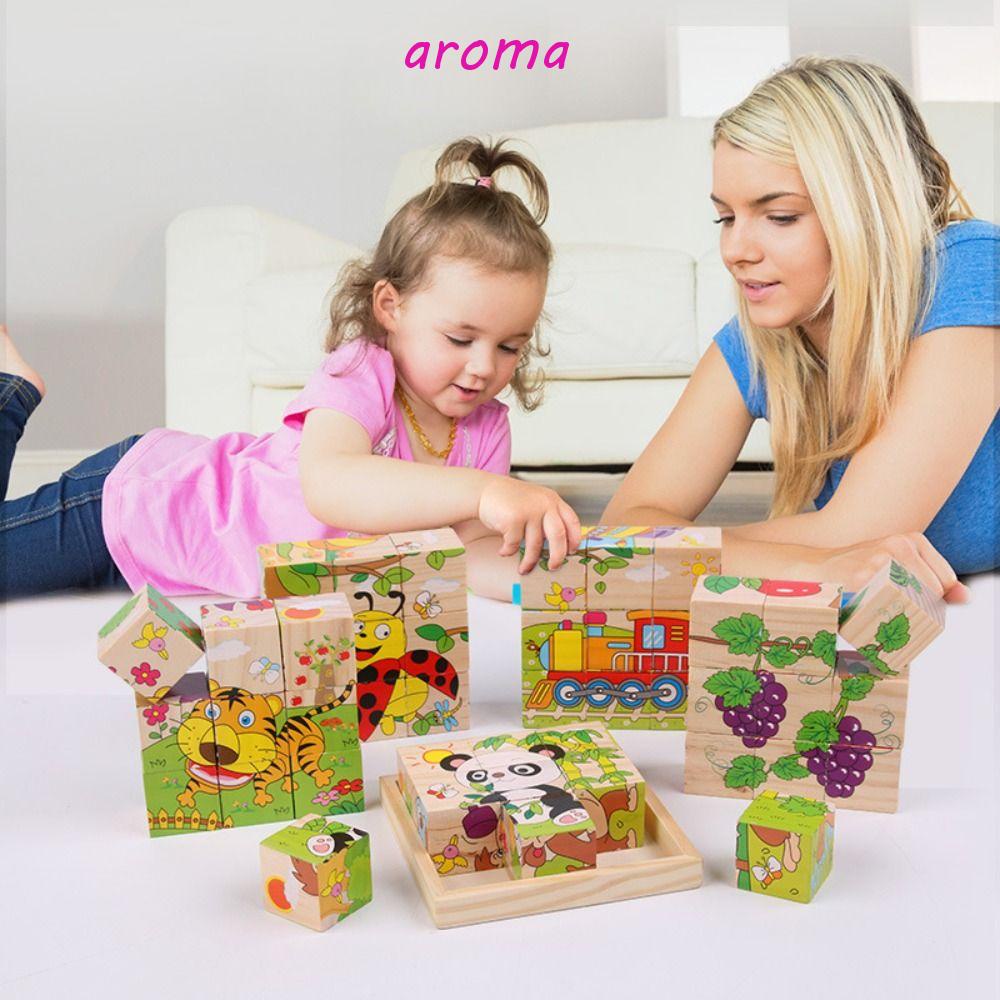 aroma-จิ๊กซอว์ไม้ปริศนา-รูปการ์ตูนสัตว์จราจร-สีสันสดใส-ของเล่นเสริมการเรียนรู้เด็ก