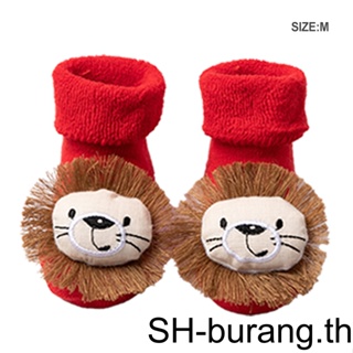 【Buran】ถุงเท้า ผ้ากํามะหยี่ขนนิ่ม ลายคริสต์มาส ให้ความอบอุ่น กันลื่น ใส่สบาย สําหรับเด็กทารก 1 คู่