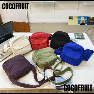 Cocofruit กระเป๋าสะพายไหล่ ผ้าแคนวาส ขนาดเล็ก มีซิป ทรงสี่เหลี่ยม ขนาดใหญ่ จุของได้เยอะ ล้างทําความสะอาดได้ สําหรับผู้หญิง