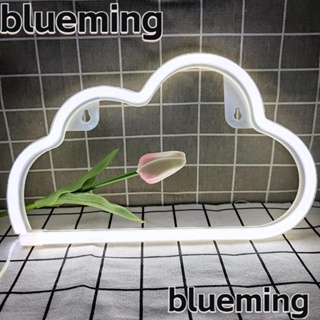 Blueming2 โคมไฟติดผนัง LED รูปเมฆ ก้อนเมฆ แสงนีออน ใช้แบตเตอรี่ USB สีขาว ป้ายเมฆ บ้าน