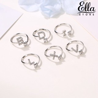 Ellastore123 แหวนแต่งงาน ลายตัวอักษร A เป็น Z ปรับได้ เครื่องประดับ สําหรับคู่รัก