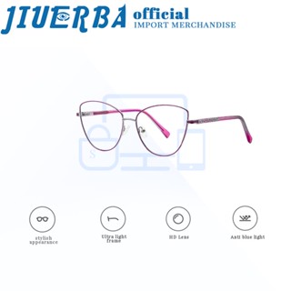 JIUERBA แฟชั่นสไตล์ INS ใหม่ ตาแมว ป้องกันแสงสีฟ้า กรอบโลหะ แว่นตาคอมพิวเตอร์ ป้องกันรังสี สําหรับผู้ชาย ผู้หญิง