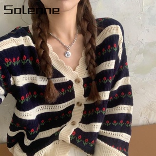 Solenne เสื้อคลุม เสื้อกันหนาว วินเทจ น่ารัก สไตล์ เท่ TN22012137Z230912