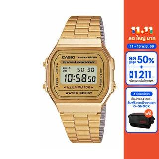 CASIO นาฬิกาข้อมือ CASIO รุ่น A-168WG-9WDF วัสดุเรซิ่น สีทอง