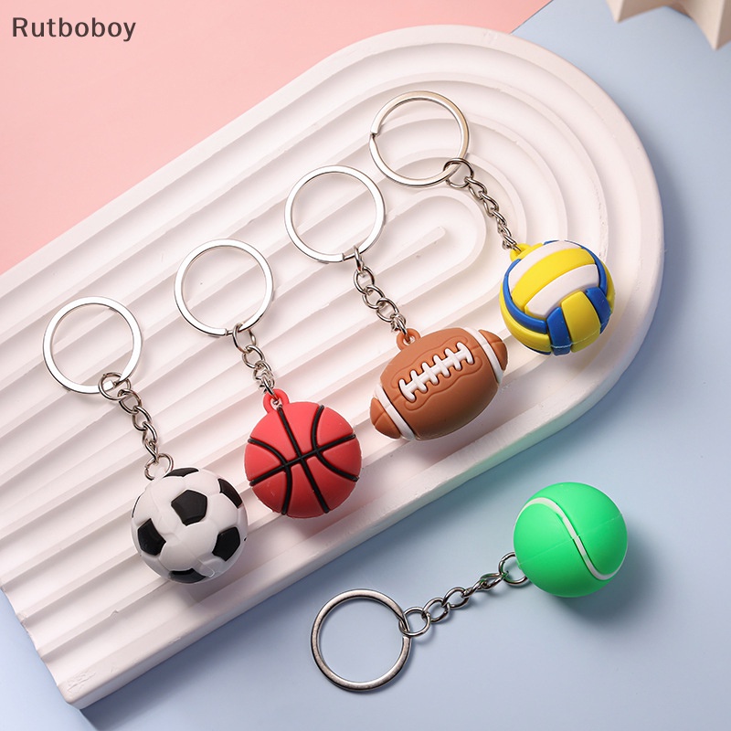 Rut พวงกุญแจ Pvc รูปลูกเทนนิส วอลเลย์บอล รักบี้ ขนาดเล็ก สร้างสรรค์ สําหรับห้อยกระเป๋าเป้สะพาย 