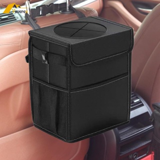[Vaveren] ถังขยะในรถยนต์ สายรัดปรับได้ สีดํา ปิดได้ กันน้ํา พร้อมฝาปิด ถังขยะในรถยนต์ สําหรับคอนโซล