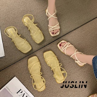 JUSLIN   รองเท้าแตะผู้หญิง ส้นแบน ใส่สบาย สไตล์เกาหลี รองเท้าแฟชั่น 2023 ใหม่  ทันสมัย Unique Chic ins B98G17Y 37Z230910