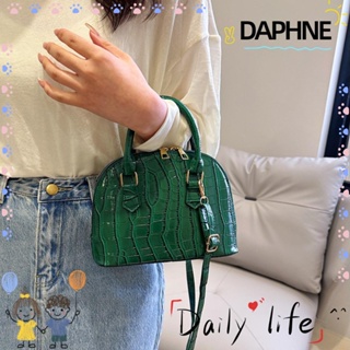 Daphne กระเป๋าสะพายข้าง หนัง Pu กันน้ํา ลายหนังจระเข้ สีพื้น สําหรับผู้หญิง