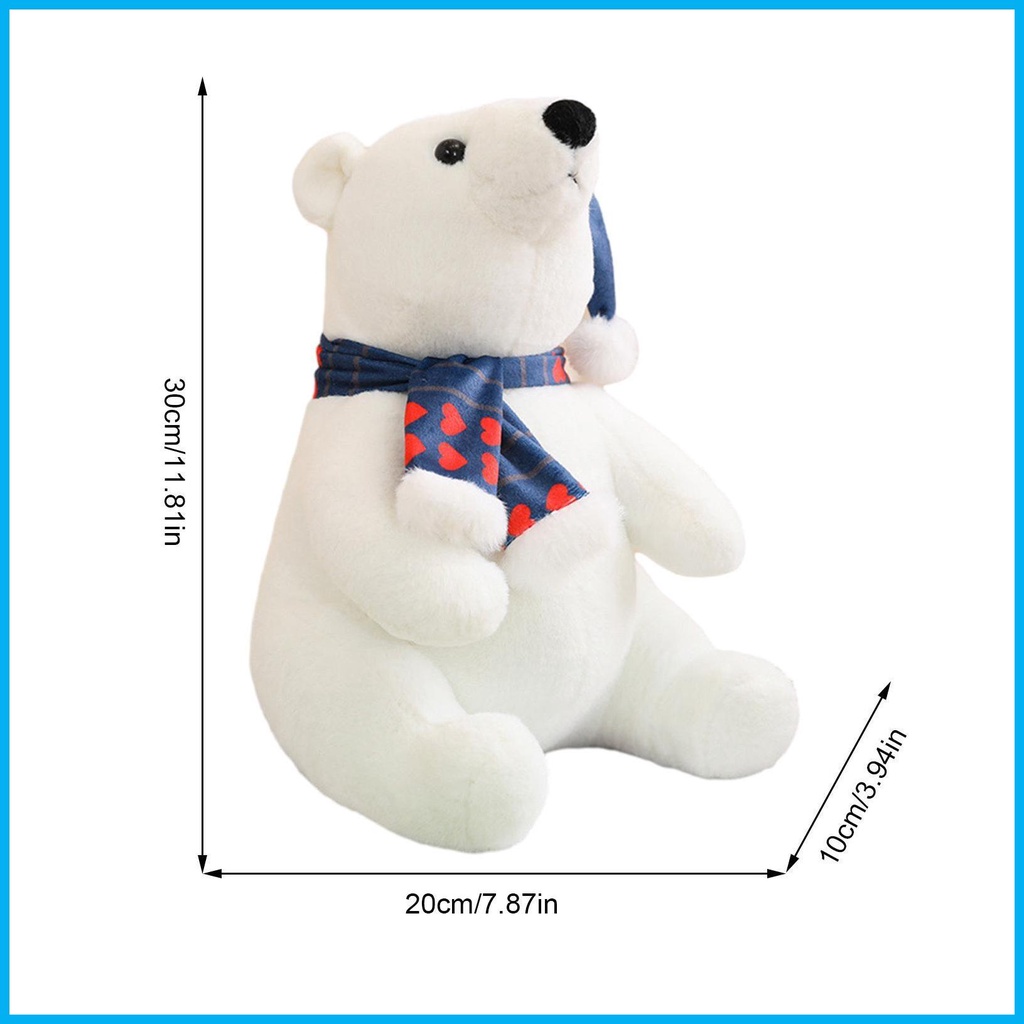 ตุ๊กตาหมีขั้วโลก-สีขาว-พร้อมผ้าพันคอ-ผ้ากํามะหยี่ขนนิ่ม-สําหรับตกแต่งห้องนอน-ห้องนั่งเล่น-ช้อปปิ้ง
