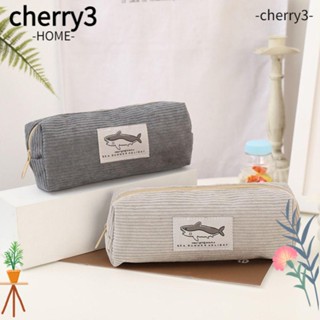 Cherry3 กระเป๋าดินสอ ผ้าลูกฟูก ขนาดใหญ่ จุของได้เยอะ แบบพกพา กันฝุ่น สําหรับนักเรียน