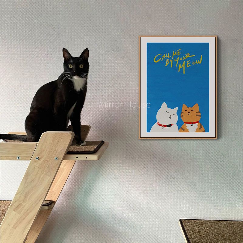 สติกเกอร์ภาพวาดจิตรกรรมฝาผนัง-รูปแมว-ไร้กรอบ-สไตล์นอร์ดิก-สําหรับตกแต่งบ้าน-ห้องนั่งเล่น-ภาพวาดตกแต่ง-สไตล์นอร์ดิก-สไตล์อิน-ins-ปรับปรุงบ้าน-ห้องนั่งเล่น-แขวนภาพวาด-สติกเกอร์ติดผนัง-ภาพจิตรกรรมฝาผนัง-