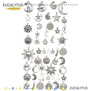 Eutus จี้รูปดวงจันทร์ ดาว ดวงอาทิตย์ อัลลอย สไตล์โบราณ สีเงิน สําหรับทําเครื่องประดับ สร้อยคอ สร้อยข้อมือ DIY 120 ชิ้น