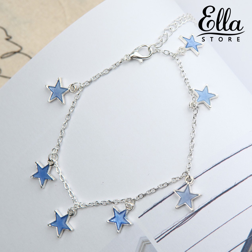 ellastore123-สร้อยข้อเท้า-จี้รูปดาว-เรืองแสง-สีฟ้า-เครื่องประดับ-สําหรับผู้หญิง