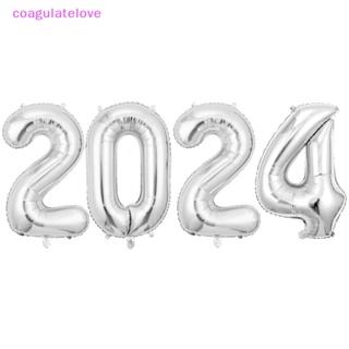 Coagulatelove ลูกโป่งฟิล์มอลูมิเนียม รูปตัวเลข 2024 พร็อพงานเลี้ยงจบการศึกษา สําหรับตกแต่งเทศกาลปีใหม่ 1 ชุด