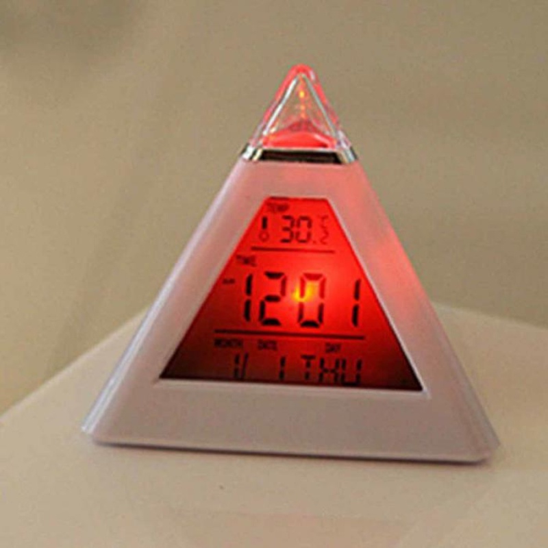 นาฬิกาปลุกดิจิทัล-led-ทรงพีระมิด-เปลี่ยนสีได้-7-สี-อุณหภูมิ
