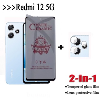 2 in 1 ฟิล์มกระจกนิรภัย เซรามิคนิ่ม กันรอยเลนส์กล้อง กันแอบส่อง เป็นส่วนตัว สําหรับ Redmi 12 Redmi 12C Redmi Note 12 4G 5G 12S 12 PRO+