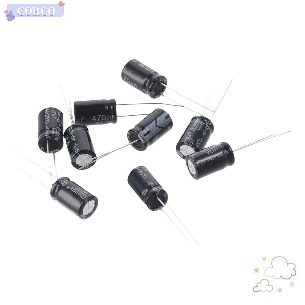 ตัวเก็บประจุ CORCO 470uF 35V, ตัวเก็บประจุไฟฟ้า, อุณหภูมิสูงทนทาน 105C ...