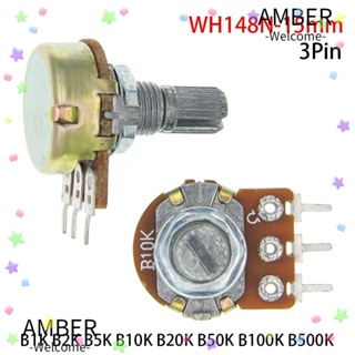 Amber โพเทนชิโอมิเตอร์เชิงเส้น พร้อมน็อต และแหวนรอง 1K เป็น 500K 3Pin 15 มม. 10 ชิ้น