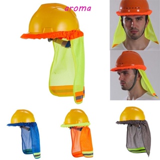 Aroma หมวกคลุม หมวกกันน็อค ผ้าตาข่าย หมวกนิรภัย ม่านบังแดด ป้องกันรังสียูวี สะท้อนแสง พร้อมปลอกคอ Ootdoor