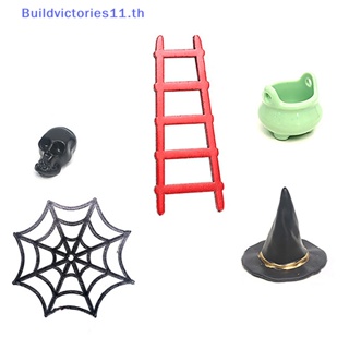 Buildvictories11 โมเดลแมงมุม แม่มด และหมวก ขนาดมินิ สําหรับตกแต่งบ้านตุ๊กตา 1:12 1 ชุด