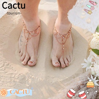 Cactu สร้อยข้อเท้า ลูกปัด สีทอง เหมาะกับฤดูร้อน ชายหาด ของขวัญ สําหรับผู้หญิง