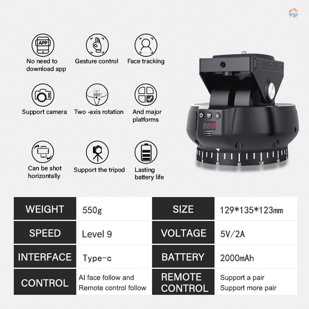 fsth-andoer-yt1200-หัวกระทะพาโนรามา-2-แกน-ai-ติดตามใบหน้า-360-ขาตั้งกล้องพาโนรามา-หัวสามขา-หมุนได้-ไร้สาย-ควบคุมระยะไกล-ปรับได้-9-ระดับ