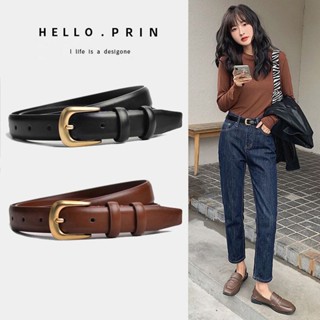 Leather belt lady leather fashion summer ins style belt women decorated black jeans with thin Korean version