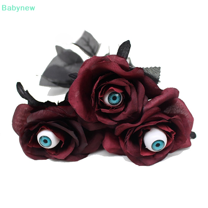 lt-babynew-gt-ดอกกุหลาบประดิษฐ์-พร้อมลูกตา-ดอกผีปลอม-สีดํา-สําหรับตกแต่งปาร์ตี้ฮาโลวีน
