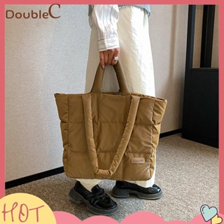 【Double C 】✿   กระเป๋าถือ กระเป๋าช้อปปิ้ง ขนาดใหญ่ จุของได้เยอะ ลายตารางหมากรุก สีพื้น แฟชั่นฤดูใบไม้ร่วง และฤดูหนาว สําหรับผู้หญิง