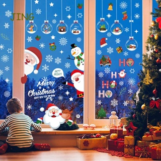สติกเกอร์ติดหน้าต่าง ลายคริสต์มาส เกล็ดหิมะ ซานตาคลอส กวางเรนเดียร์ สโนว์แมน ใช้ซ้ําได้ 9 แผ่น 116 ชิ้น